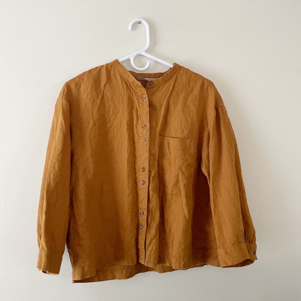Everlane Linen Billow Blouse Tawny Brown SMALL (Matching Shorts Available)